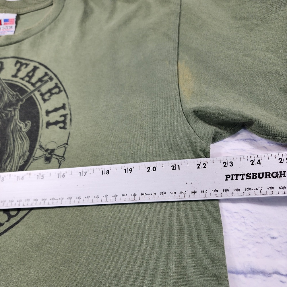 Bayside Mens Size Xl Green T Shirt Skeleton Come Tale It Molon Labe Vintage 90s View 2